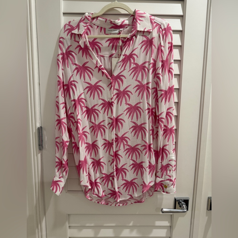 Fabienne Chapot Pink Palm Print Women's Top